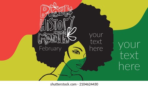 Mes de historia negra Plantilla de diseño de arte vectorial Ilustración, Mes de historia negra. Vector de historia afroamericana, diseño de mujer africana