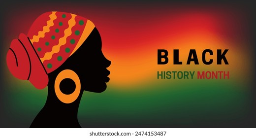 Black history month vector banner, background. African holiday concept template design for poster, flyer, label, card. Colorful flag gradient