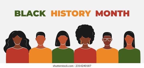 Black History Month Vector Flat Illustration. Annual celebration in february in USA and Canada, october in UK