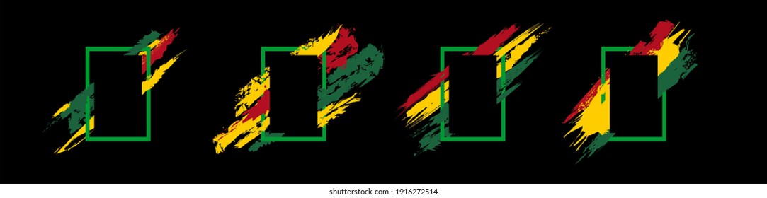 Black History Month vector illustration with blank frames and grunge brush strokes on an isolated black background