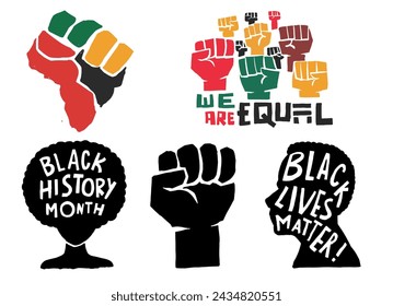 Black History Month vector illustration set