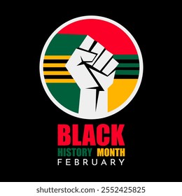 Black History Month vetor illustration.Fight para a paz e liberdade conceito para cartaz, banner, ou folheto fundo preto