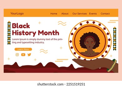 Black History Month vector landing page illustration design