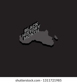 black history month vector template design illustration. isometric text and africa continent on dark background