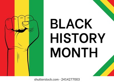 Black History Month vector template. Raised hand with the African flag color concept.