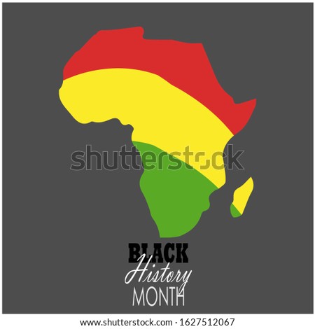 Black History Month Vector Template Design on silhouette a African continent isolated on black background