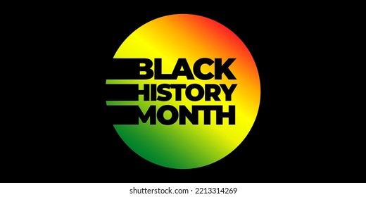 Black history month. Vector web banner, poster, card for social media, networks. Abstract shape and text Black history month, on black background.