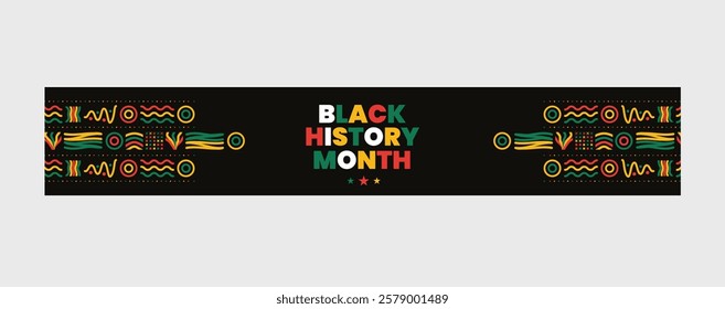 Black History Month web banner template, African American history celebration, February awareness celebration, with geometric pattern and hand fists, Juneteenth Independence Day