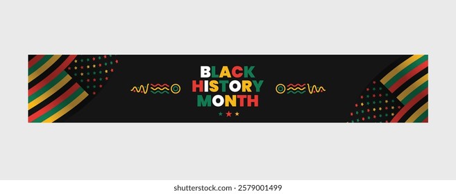 Black History Month web banner template, African American history celebration, February awareness celebration, with geometric pattern and hand fists, Juneteenth Independence Day