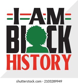 I Am Black History Printable Vector Illustration