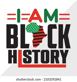 I Am Black History Printable Vector Illustration