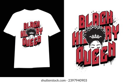 black history queen, black history month t-shirt design template, print-ready file vector file.