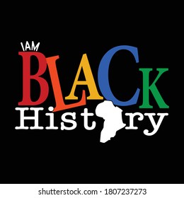 i am black history t shirt design vector, black background