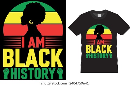 Soy diseño de camisetas vectoriales de historia negra.  Plantilla vectorial de diseño de camisetas del mes de Historia Negra. Camiseta de Derechos Humanos, diseño de camisetas de historia negra africana lista para cualquier artículo impreso