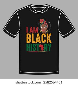 I am black history vector t-shirt design