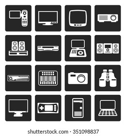 Black Hi-tech equipment icons - vector icon set 2