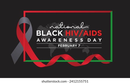 Black HIV AIDS Awareness Day observed every year of 7th february. Vector health banner, flyer, poster and social medial template design.