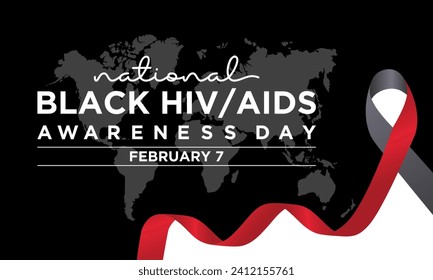 Black HIV AIDS Awareness Day observed every year of 7th february. Vector health banner, flyer, poster and social medial template design.