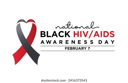 Black HIV AIDS Awareness Day observed every year of 7th february. Vector health banner, flyer, poster and social medial template design.
