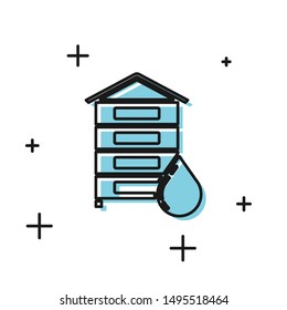 Black Hive for bees icon isolated on white background. Beehive symbol. Apiary and beekeeping. Sweet natural food.  Vector Illustration