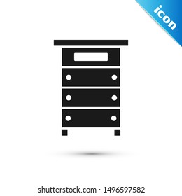 Black Hive for bees icon isolated on white background. Beehive symbol. Apiary and beekeeping. Sweet natural food.  Vector Illustration