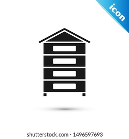 Black Hive for bees icon isolated on white background. Beehive symbol. Apiary and beekeeping. Sweet natural food.  Vector Illustration