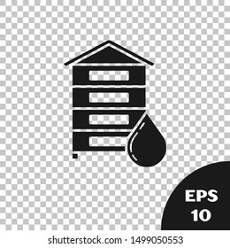 Black Hive for bees icon isolated on transparent background. Beehive symbol. Apiary and beekeeping. Sweet natural food.  Vector Illustration