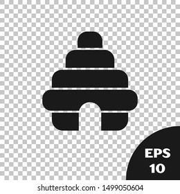 Black Hive for bees icon isolated on transparent background. Beehive symbol. Apiary and beekeeping. Sweet natural food.  Vector Illustration