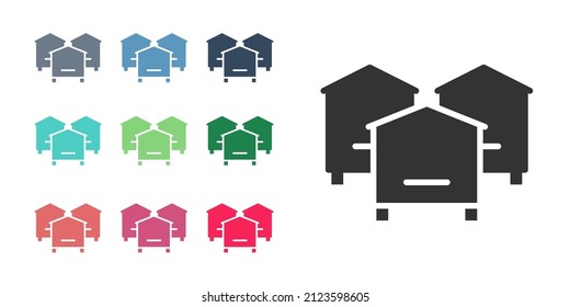 Black Hive for bees icon isolated on white background. Beehive symbol. Apiary and beekeeping. Sweet natural food. Set icons colorful. Vector
