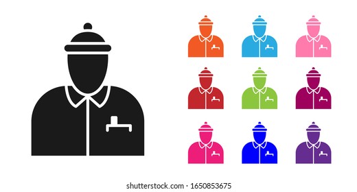 Black Hockey coach icon isolated on white background. Set icons colorful. Vector Illustration