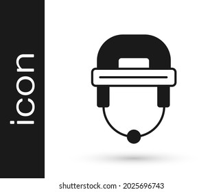 Black Hockey Helmet Icon Isolated On White Background.  Vector