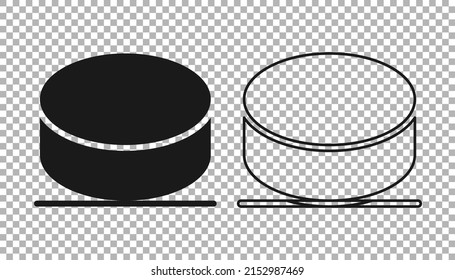 Black Hockey puck icon isolated on transparent background.  Vector