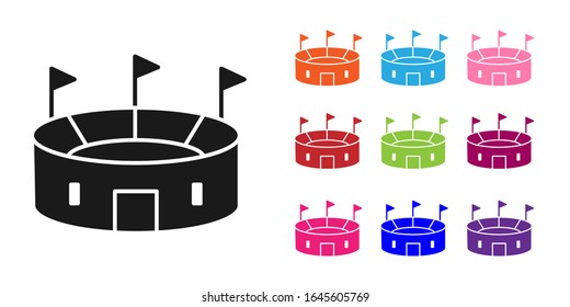Black Hockey stadium icon isolated on white background. Hockey arena. Set icons colorful. Vector Illustration