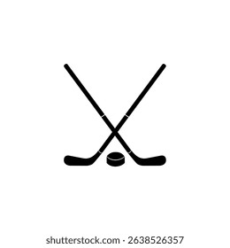 Black hockey stick icon on a white background. Vector illustration.
