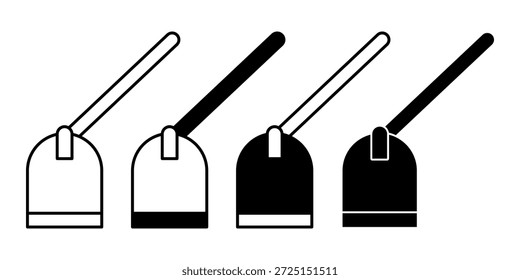 Paquete icono de azada negra que representa la preparación del suelo y herramientas de jardinería. Perfecto para imágenes agrícolas, conceptos de jardinería y diseños de mantenimiento al aire libre.