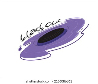Black hole in cartoon style isolated on white background. Vector illustration. Black out. Sticker. Purple 