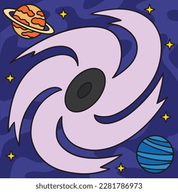 Black Hole Colored Cartoon Illustration
