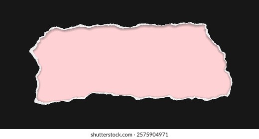 Black hole composition in paper with torn edges and soft shadow is on pink background.