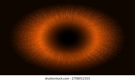 Schwarzes Loch-Konzept, abstrakter Hintergrund mit schwarzem Inneren und leuchtenden Teilchen um, Vektorgrafik.

