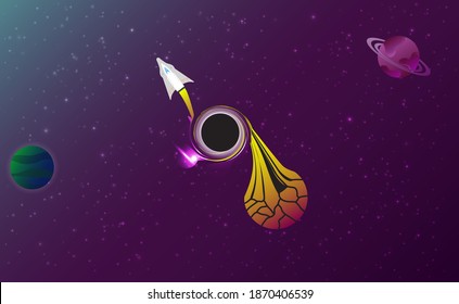 Black Hole In Deep Space. Cartoon Vector Illustration