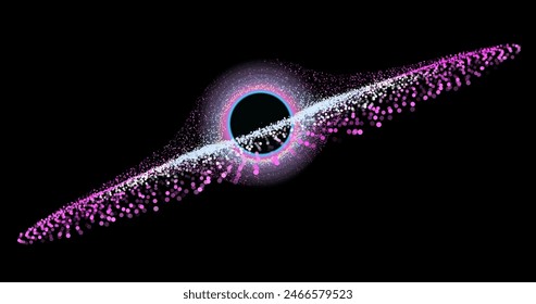 Black hole in deep space made of particles. Graphic vector illustration of a collapsar