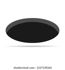 Black hole design icon with shadow, circle web flat object, golf deep sign vector illustration .