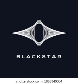 Black hole design lines and star logo