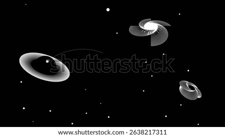 Black hole with disc of plasma eating dying star in space. Supermassive singularity in core off a galaxy, with lines . Event horizon .Vector illustration