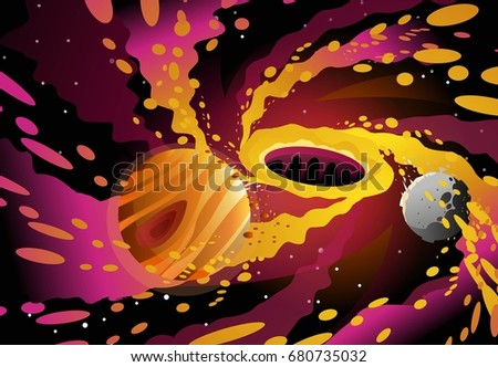 black hole eating planets