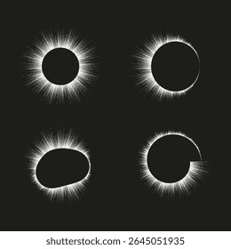 Black hole explosion. Shining space burst. Round energy symbol. Vector cosmic background.