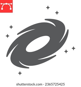 Black hole glyph icon, cosmos and milky way, galaxy vector icon, vector graphics, editable stroke solid sign, eps 10.