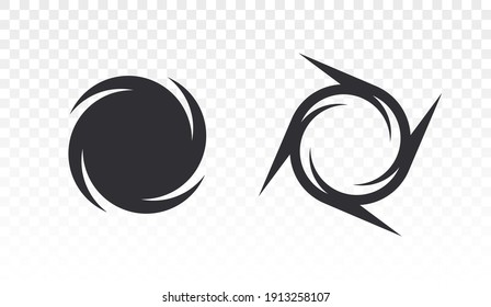 Black Hole icon. Galaxy logo. Black star. Spiral icon. Swirls and radial symbols. Cosmic storm. Supernova. Game elements. Black hole symbol. New planet. Swirling spiral. Cosmic vortex. Teleport icon.