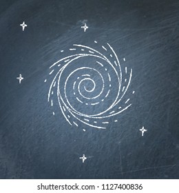 Black hole icon on chalkboard
