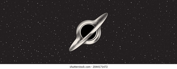 Black hole icon with starry background, nebula galaxy. vector illustration EPS 10